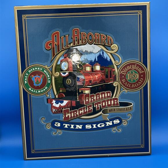 Disney Railroad Mickey Grand Circle Tour Main Street USA Metal Sign Rare Collect - Picture 1 of 8